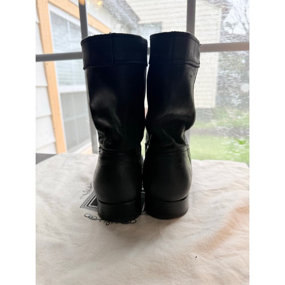 Frye Melissa Short Pull On Boots Black Leather Women’s 8.5 Classic Riding Ankle - Picture 7 of 11